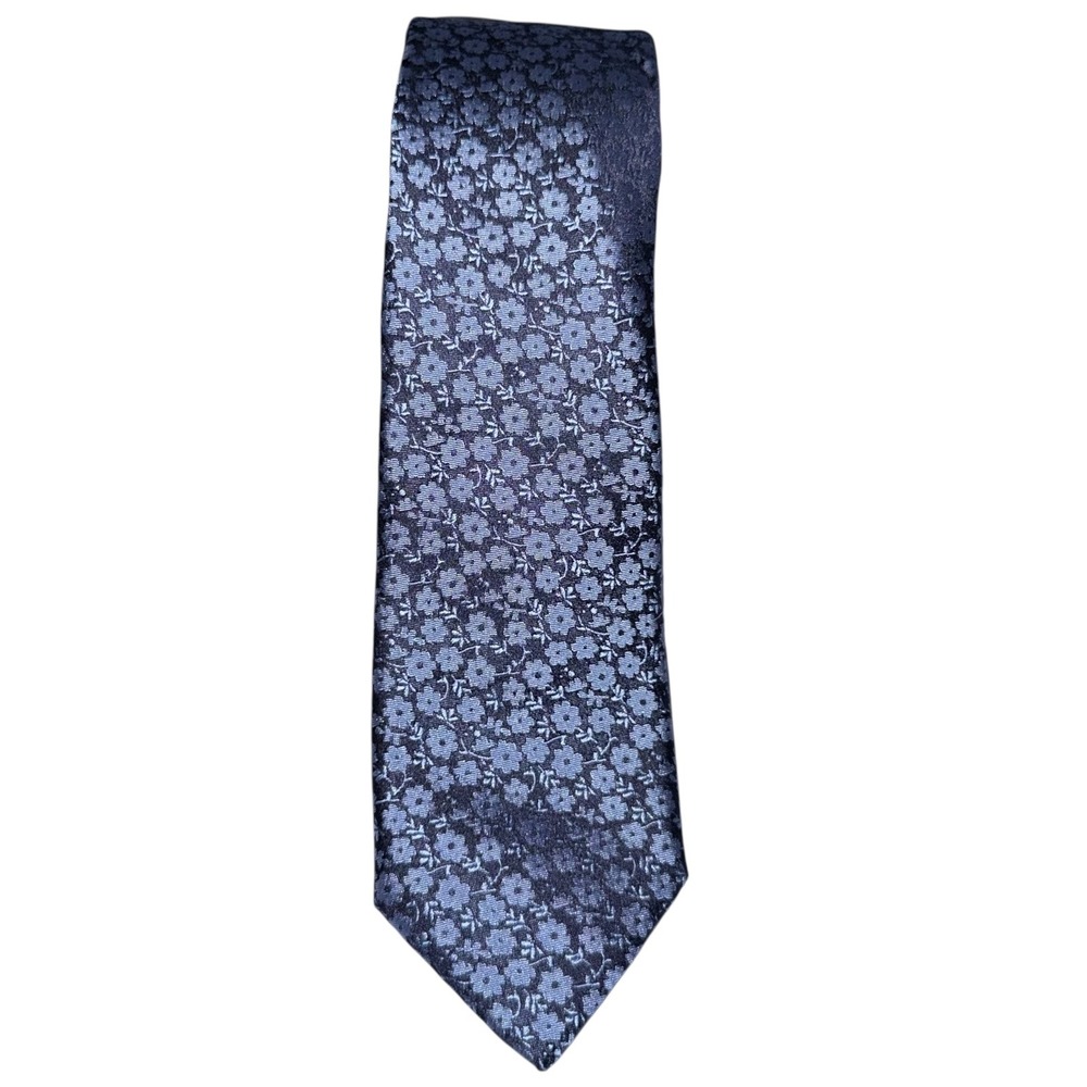 Hugo‎ Boss Dark Blue Floral Narrow Silk Tie NWT